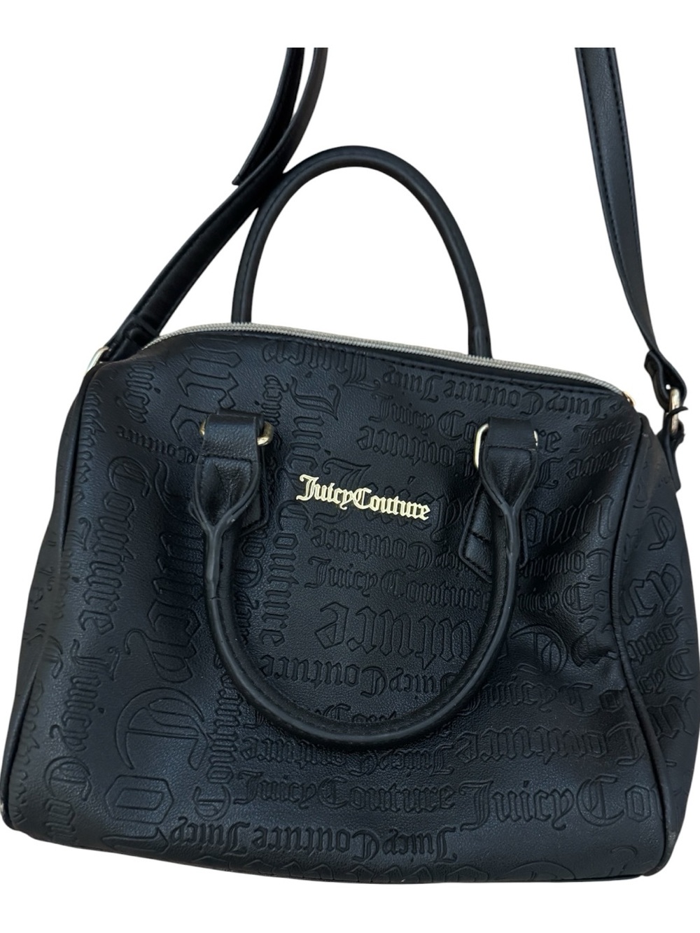 💕⭐️Juicy Couture Women’s Black Leather Fame Logo Satchel Bag